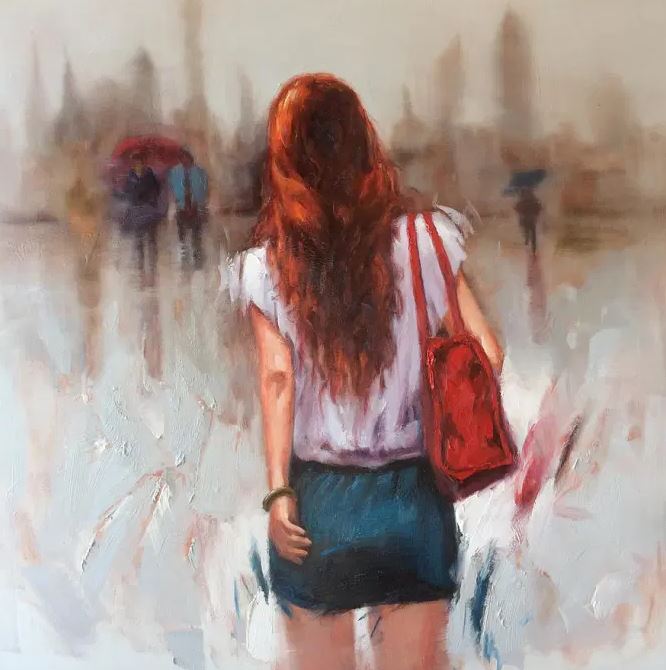 Girl with red bag